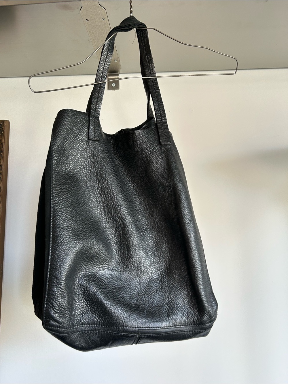 Classic Black Leather Shoulder Bag